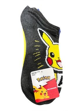 Pikachu No-Show Socks for Kids- Gray/Yellow
